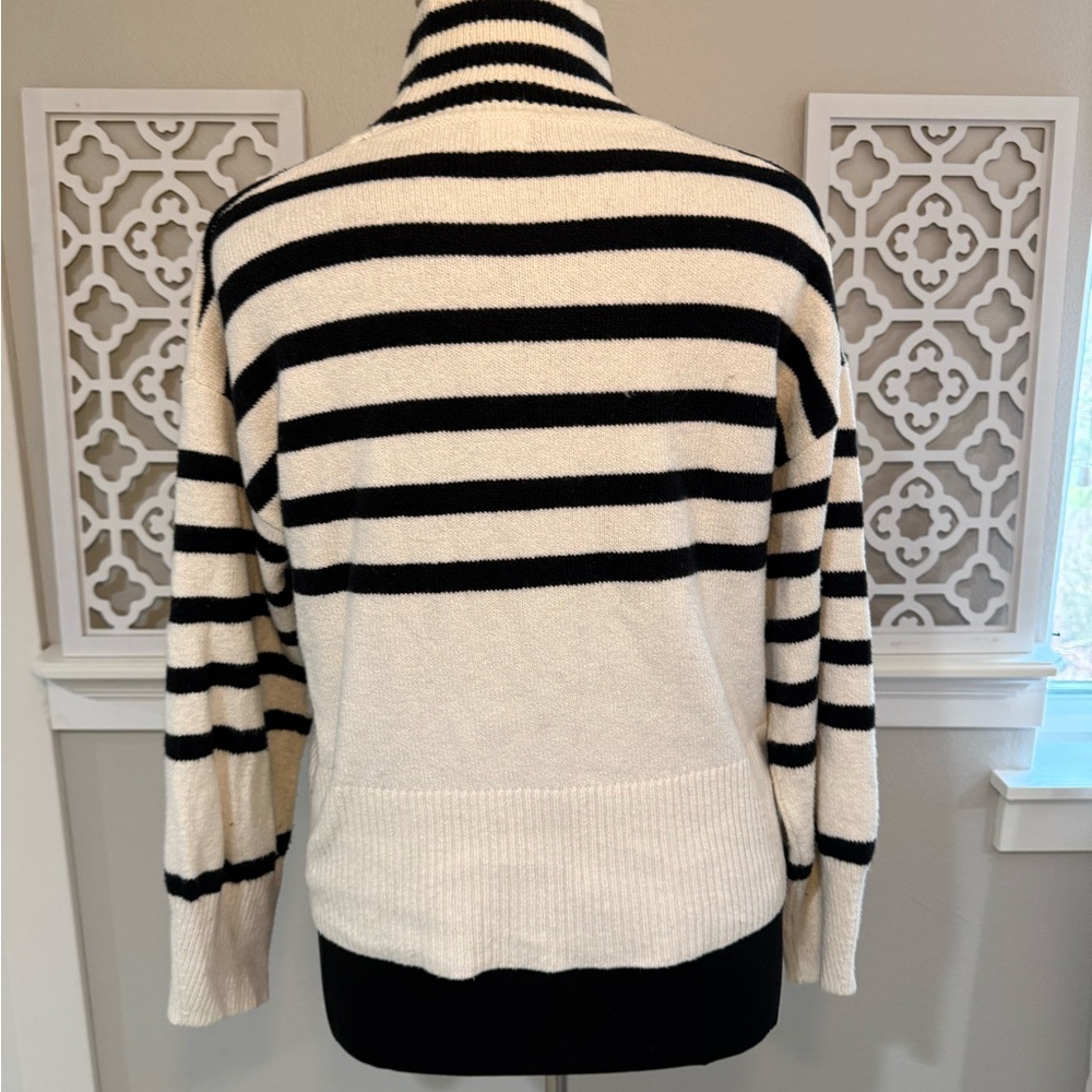 Striped Turtleneck Sweater - Black and White - Picture 7 of 10